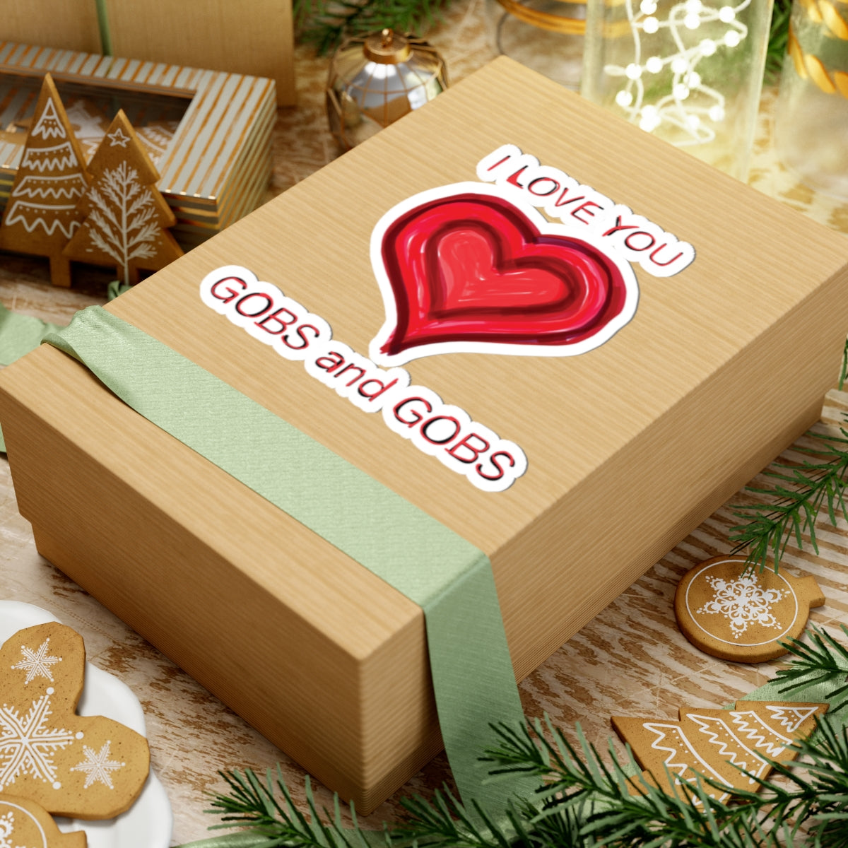 Heart I Love You Kiss-Cut Stickers, Romantic Valentine's Day Decals, Affectionate Gobs and Gobs Labels, Cute Adhesive Emblems, Wedding