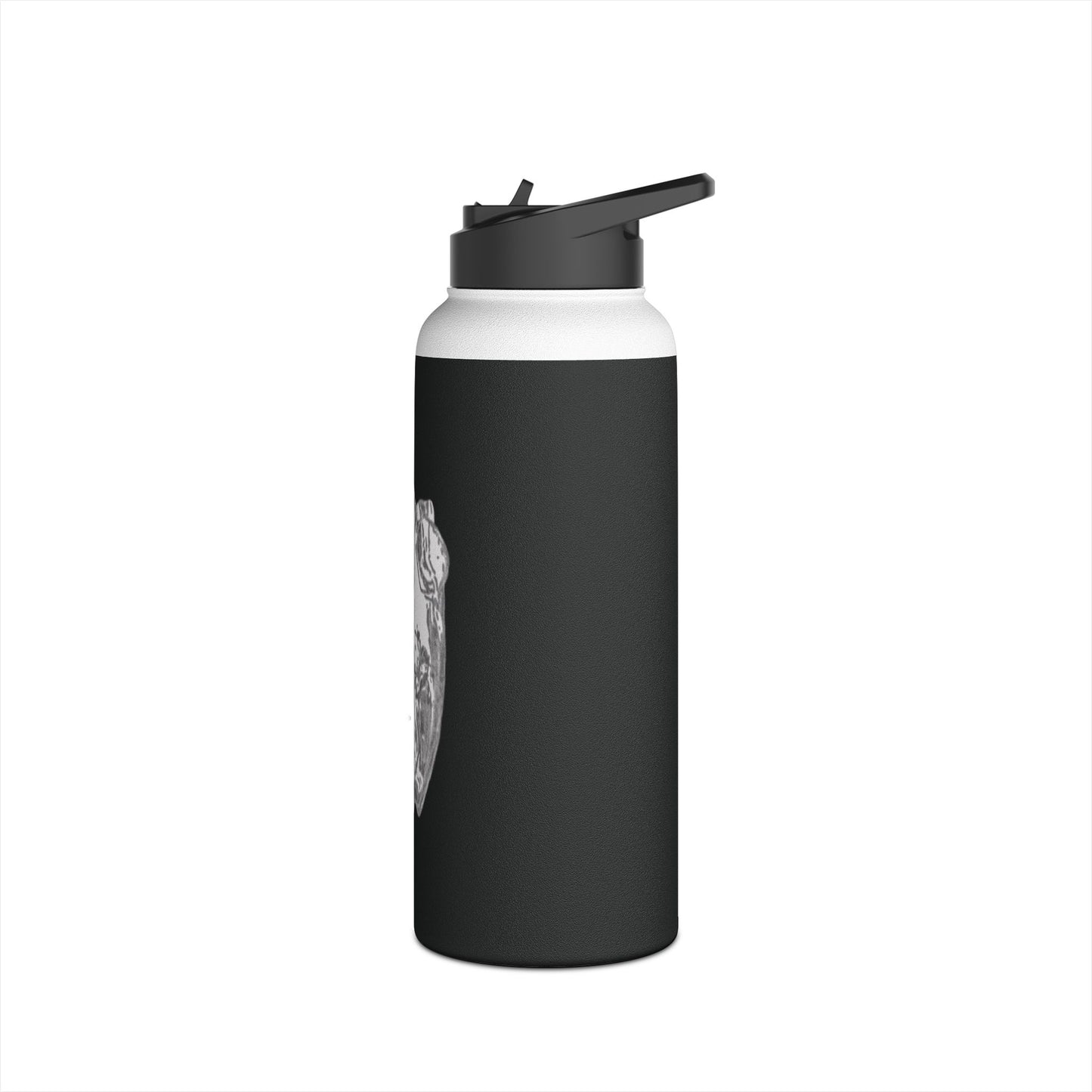 White Frog Black Stainless Steel Water Bottle, Animals, Amphibians, Nature, Exercise, Eco Friendly, Gender Neutral, Men, Women, Kids, Gifts