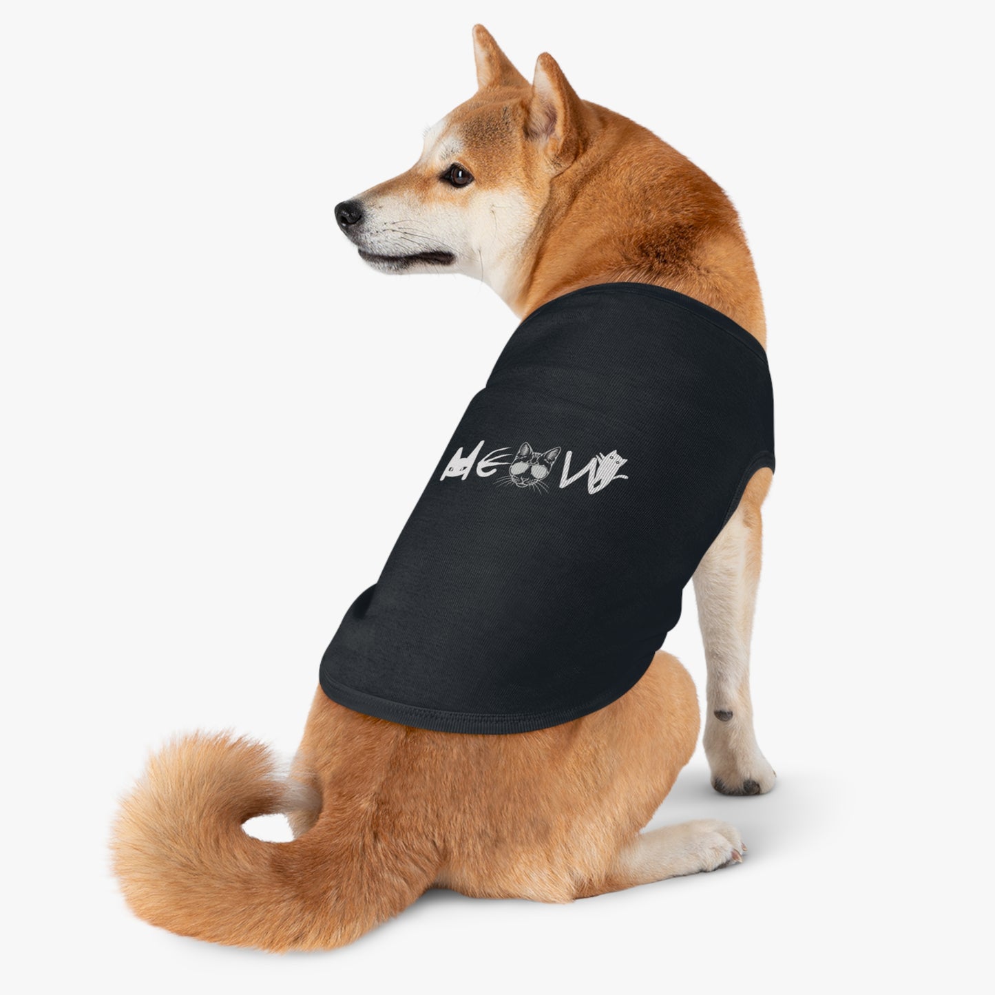 Meow Black Pet Tank Top, pet shirts, pet clothes, funny dog clothes, gifts, sarcastic, pet fashions, attitude, dog shirts, cat shirts