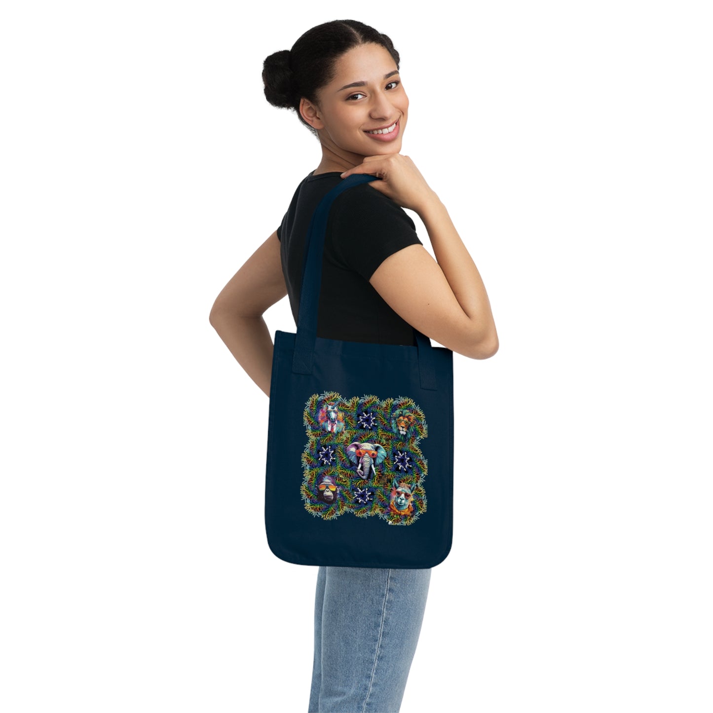Wild & Cool Creatures Organic Canvas Tote Bag, Gender Neutral, Women, Men, Kids, Gift, Groceries, Shopping, Books, Eco, Birthday, Christmas