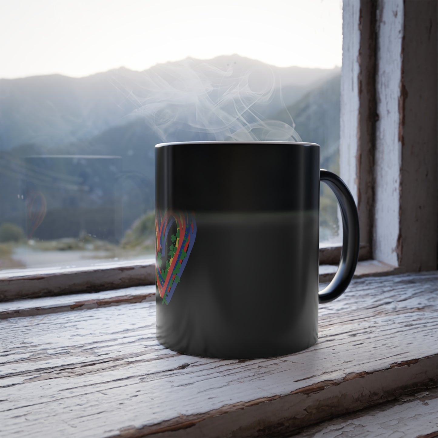 Rainbow Hearts & Shamrocks Color Morphing Mug 11oz St Patricks Day