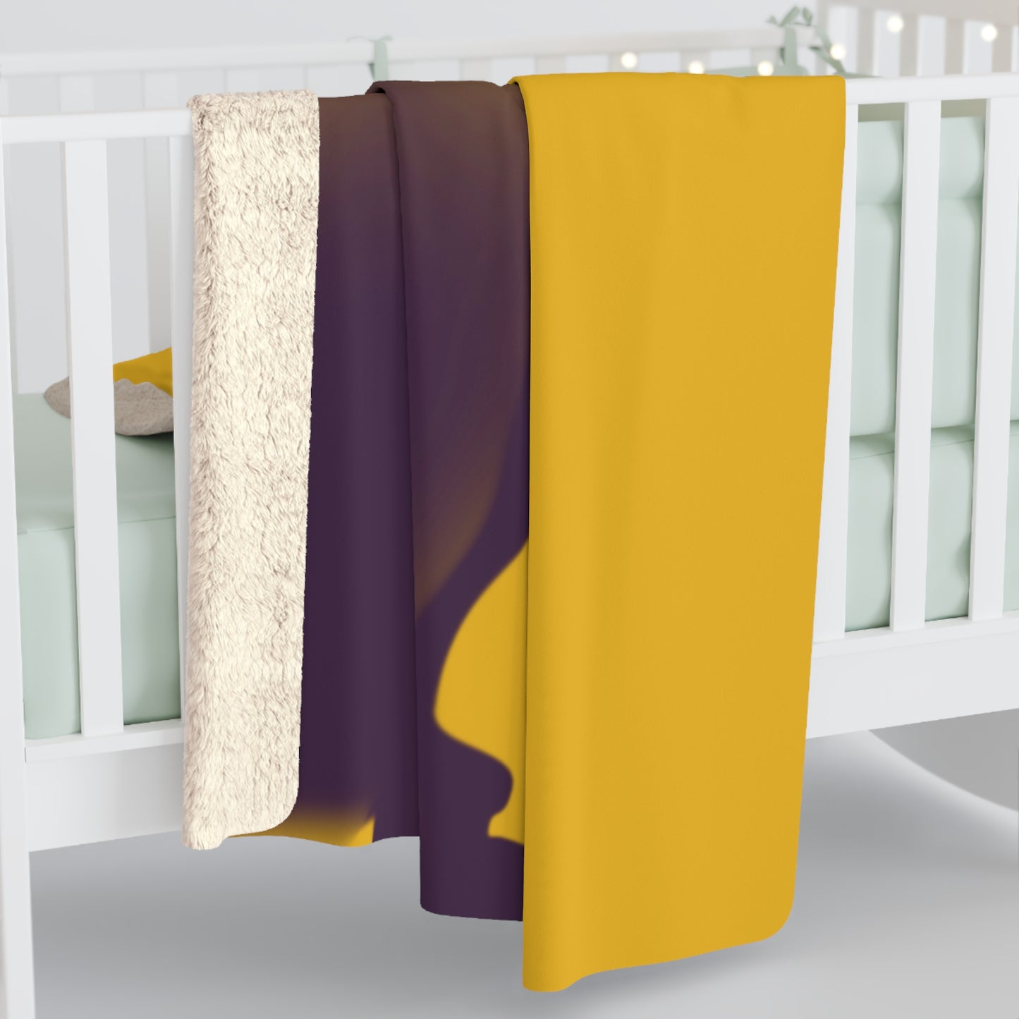 Rabbit Moon Yellow Sherpa Fleece Blanket, Bunny, Sleep, Calm, Home Decor, Warm, Soft, Cozy, Gender Neutral, Gift, Throw, 50x60 60x80