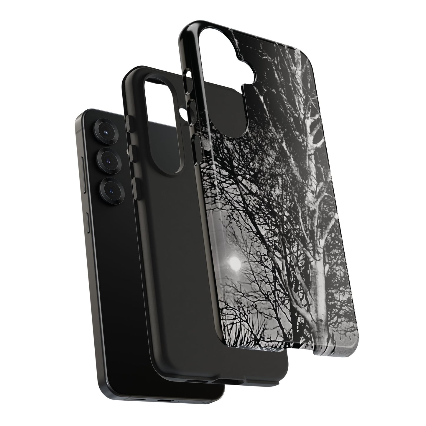 Worm Moon Night Trees Tough Phone Cases, iPhone & Samsung cases, wireless charging, trees, nature, spooky, original photo, gifts, Halloween