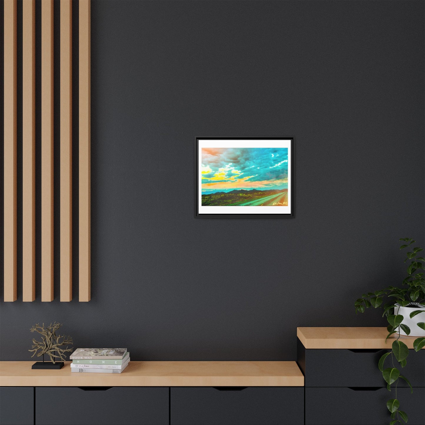 Black Frame Wyoming Landscape, Nature, America, Western, Artwork, Wall Art, Matte Print, Mountains, Gift, Sky, Colorful, Clouds, Sunset, Eco