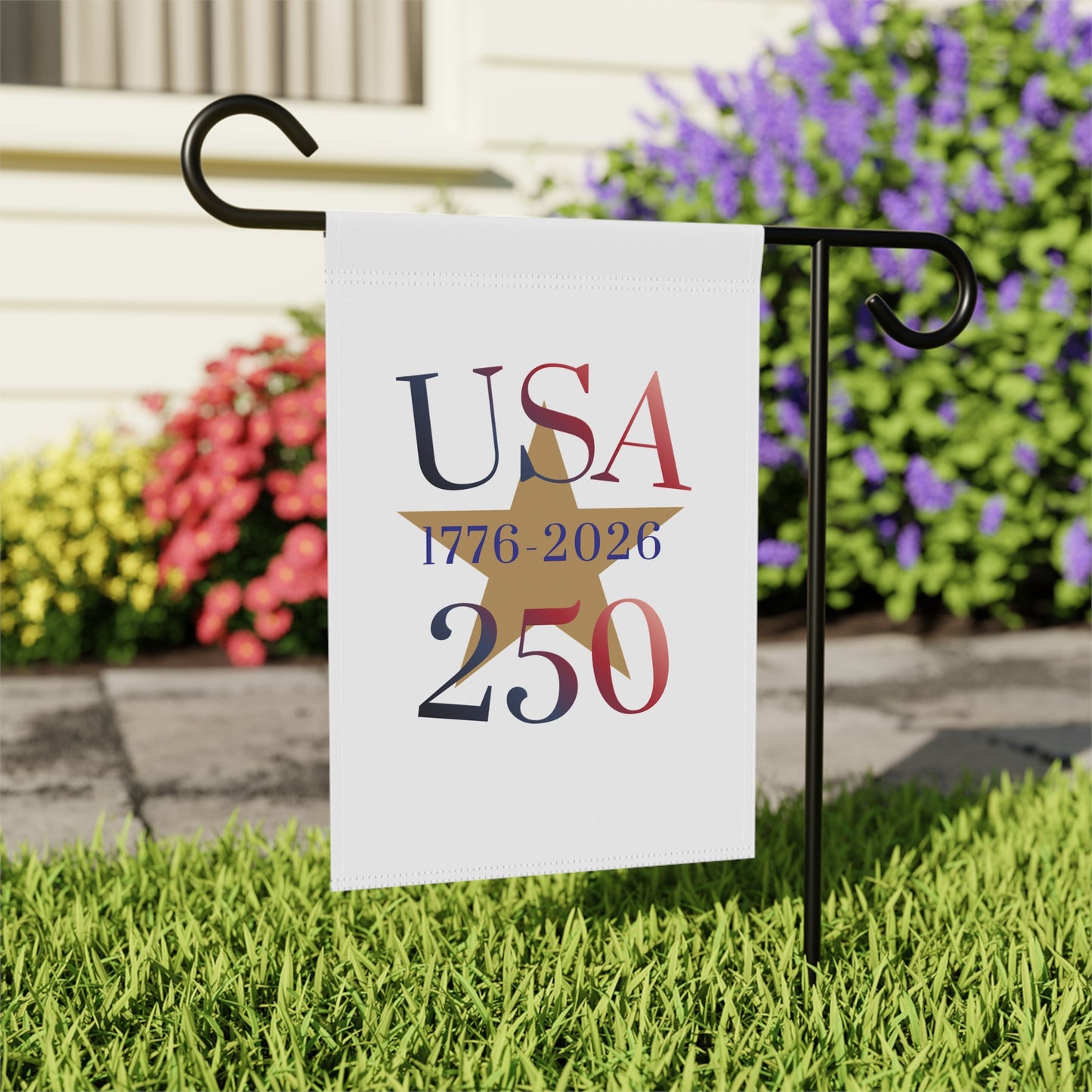 USA 250 Garden Flag – 1776–2026 Bicentennial Patio Banner