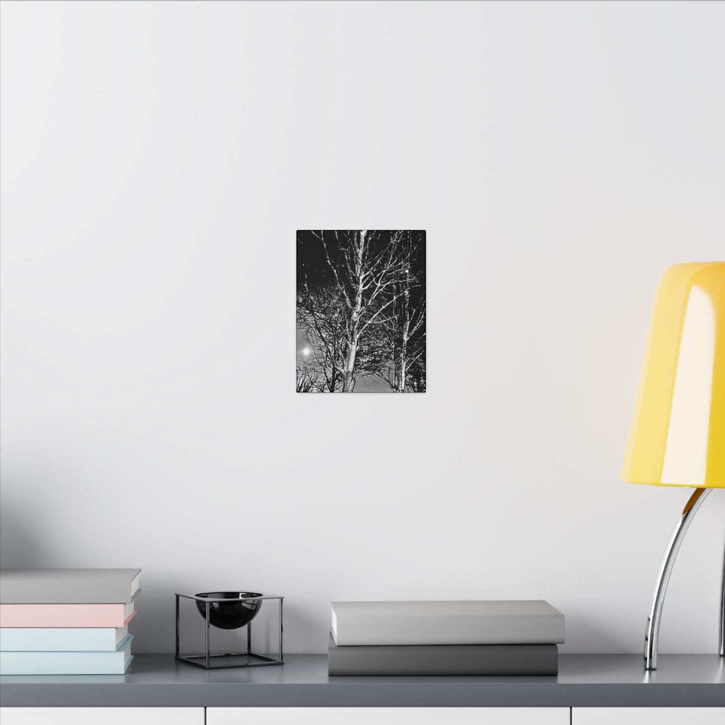 Canvas Wrap Worm Moon, Night Tree, Dark, Moon, Black and White, Photo, Artwork, Wall Art, Decor, Nature, Halloween, Gift, Eco, Matte Canvas