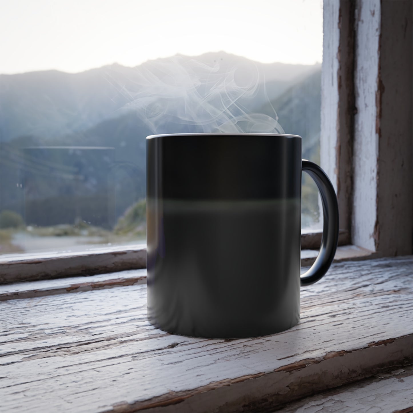 Rabbit Moon Black Color Morphing Mug
