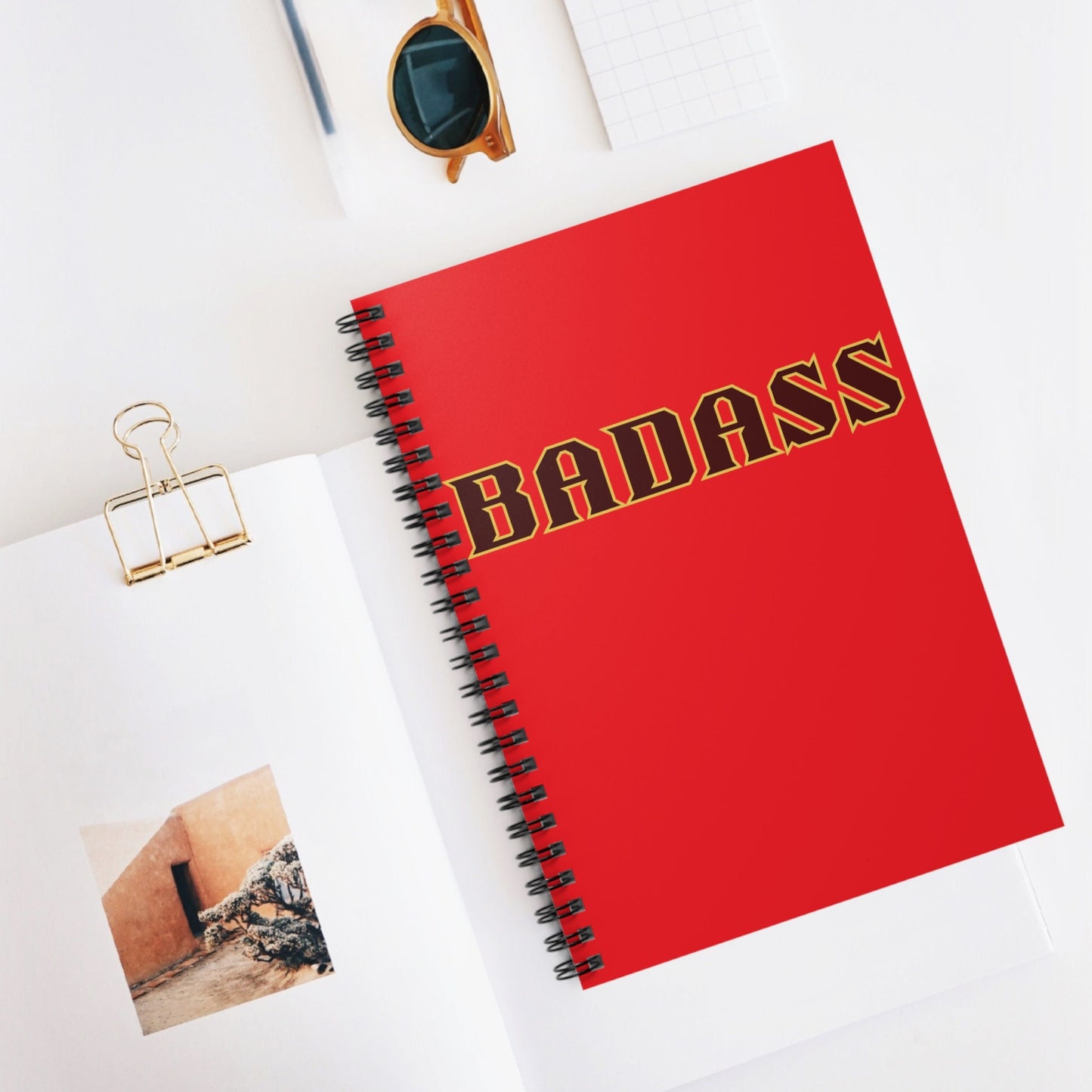 Badass Red Spiral Notebook, Ruled Line, strong, confident, bold, empowered, gender neutral, journal, lists, gift, teens, adults, friends