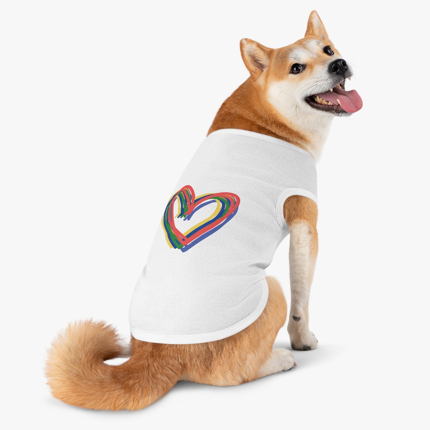 Rainbow Hearts Pet Tank Top, love, dog clothes, gifts, pet fashions, furry friends, cotton, dog shirts, cat shirts, Valentines Day