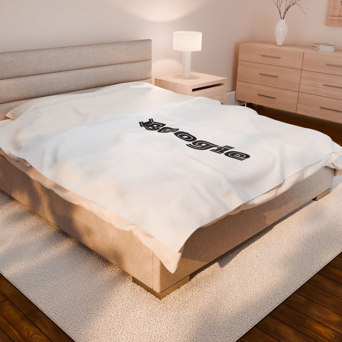 Boogie White Velveteen Blanket, Fun, Dance, Cozy Throw, Home Decor, Dorm, Bed Cover, Couch Blanket, Women Men Teens Kids Birthday Christmas