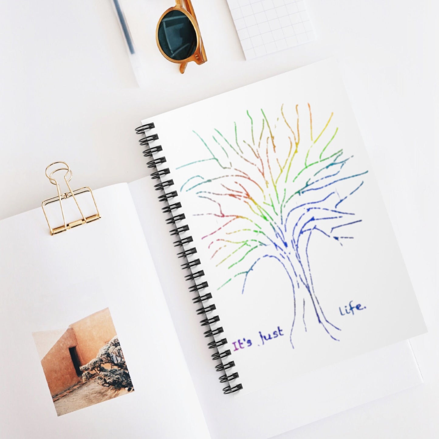 Its Just Life Rainbow Tree White Spiral Notebook - Ruled Line, gender neutral, journal, notes, lists, pride, teens, adults, kids, friends