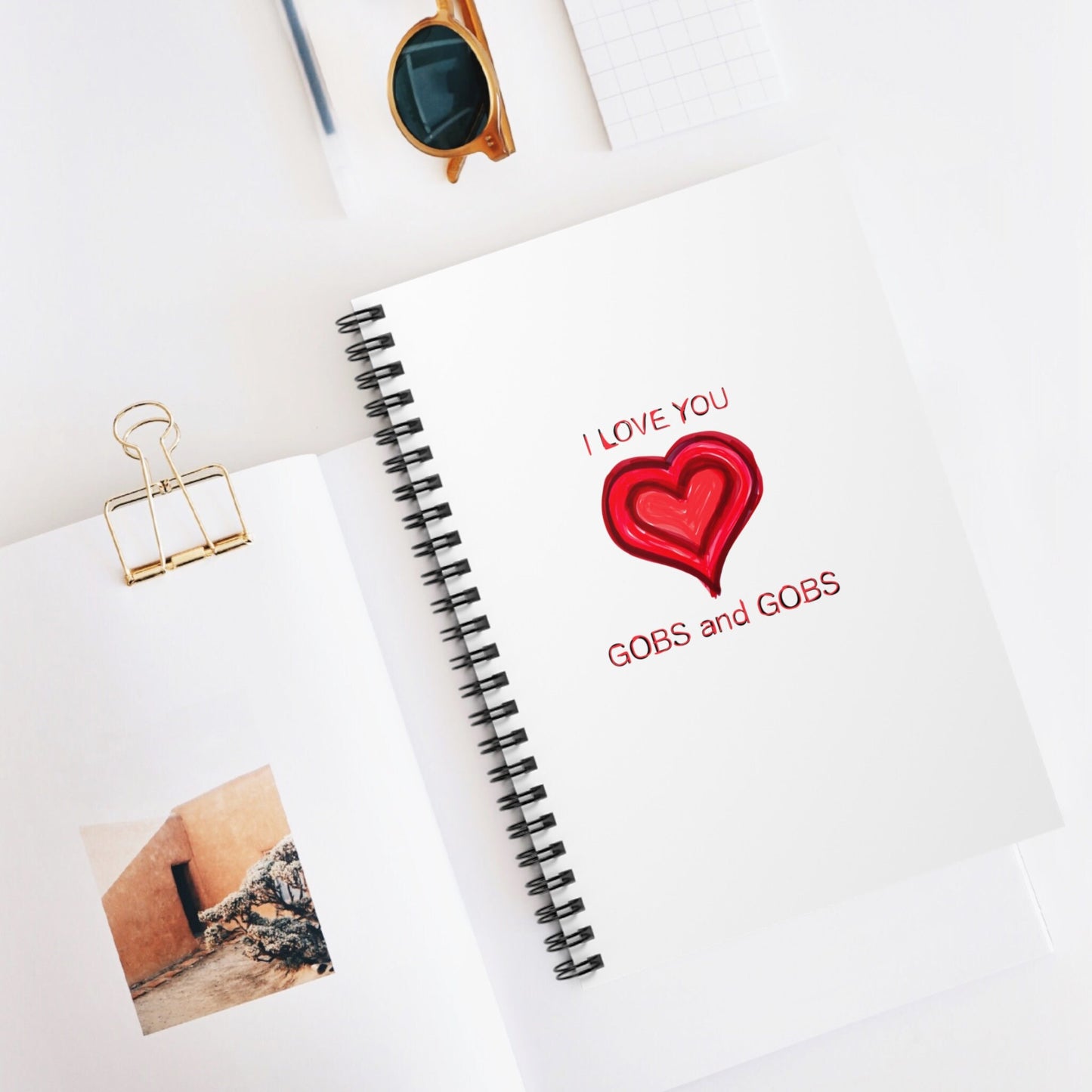 I Love You Gobs and Gobs White Spiral Notebook, Ruled Line, hearts, gender neutral, journal, gift, teens, adults, kids, friends, Valentines