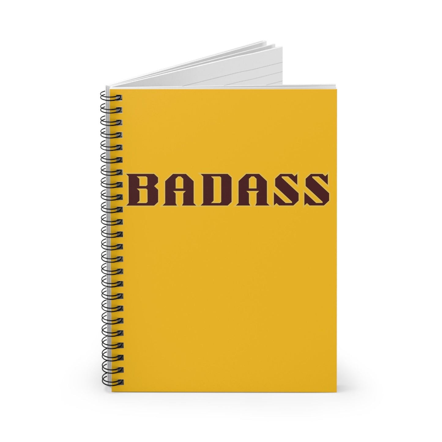 Badass Yellow Spiral Notebook, Ruled Line, strong, confident, bold, empowered, gender neutral, journal, lists, gift, teens, adults, friends