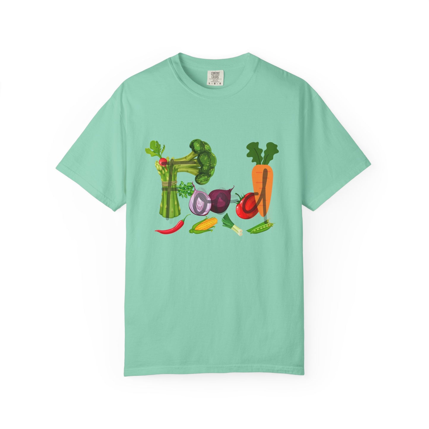 Food Unisex Garment-Dyed T-shirt, vegetables, healthy, groceries, snacks, cooking, gender neutral, casual, relaxed, soft, preshrunk cotton