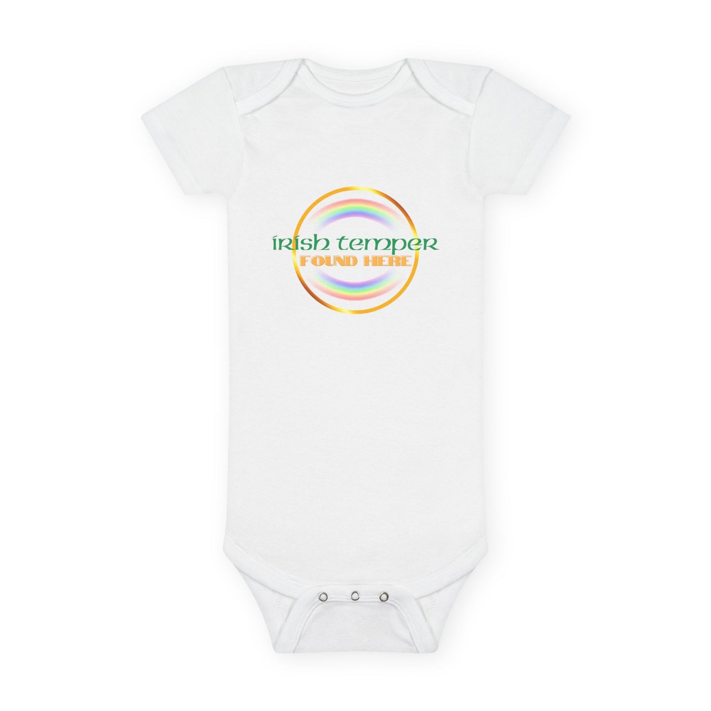 Irish Temper Found Here Onesie® Organic Baby Bodysuit, 100 percent cotton, rainbow, funny, gender neutral, gift, boys, girls, St Patricks