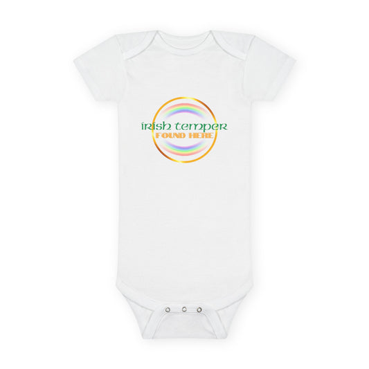 Irish Temper Found Here Onesie® Organic Baby Bodysuit, 100 percent cotton, rainbow, funny, gender neutral, gift, boys, girls, St Patricks