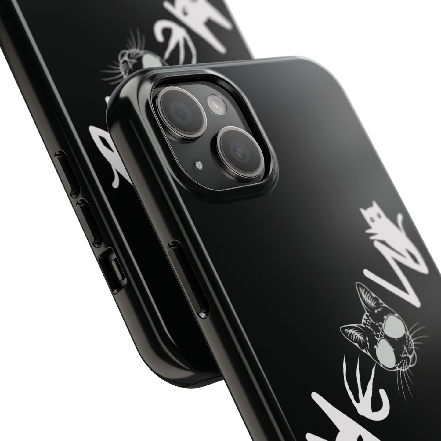 Meow Tough Phone Cases, iPhone & Samsung cases, wireless charging, cats, sassy, kitty, gender neutral, gifts, Halloween, birthday, Christmas