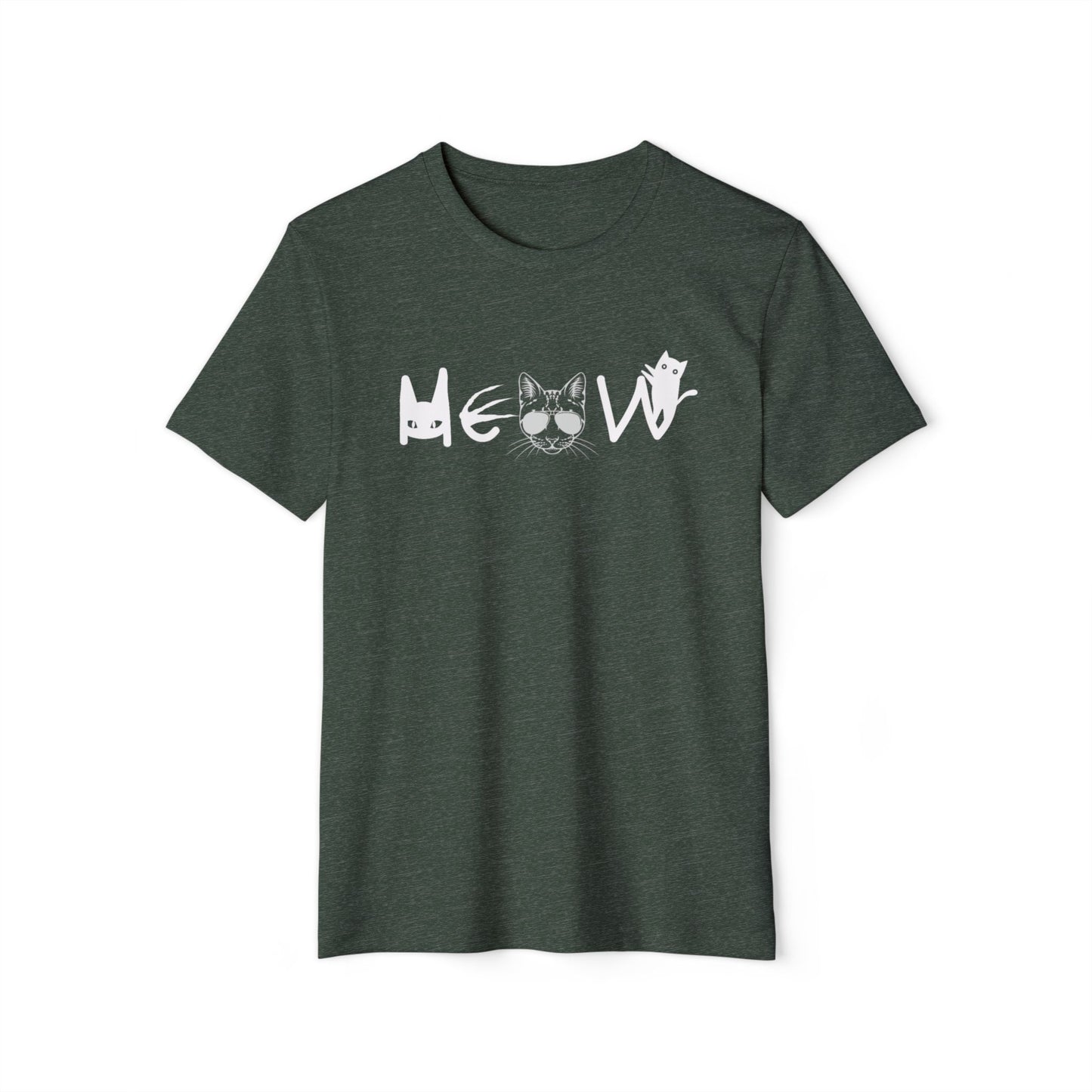 Meow Cats Recycled T-Shirt, Unisex Cat Lover Tee, Eco-Friendly Clothing, Animal Print Shirt, Sustainable Fashion Gift