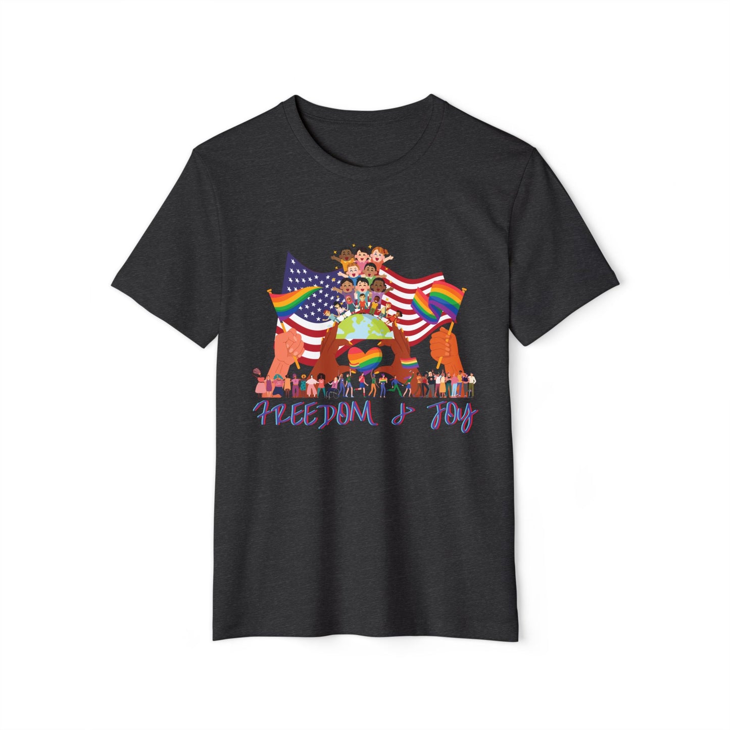 Freedom Flag Recycled T-Shirt, Pride Inclusion Equality Unisex Tee, Sustainable Organic Clothing