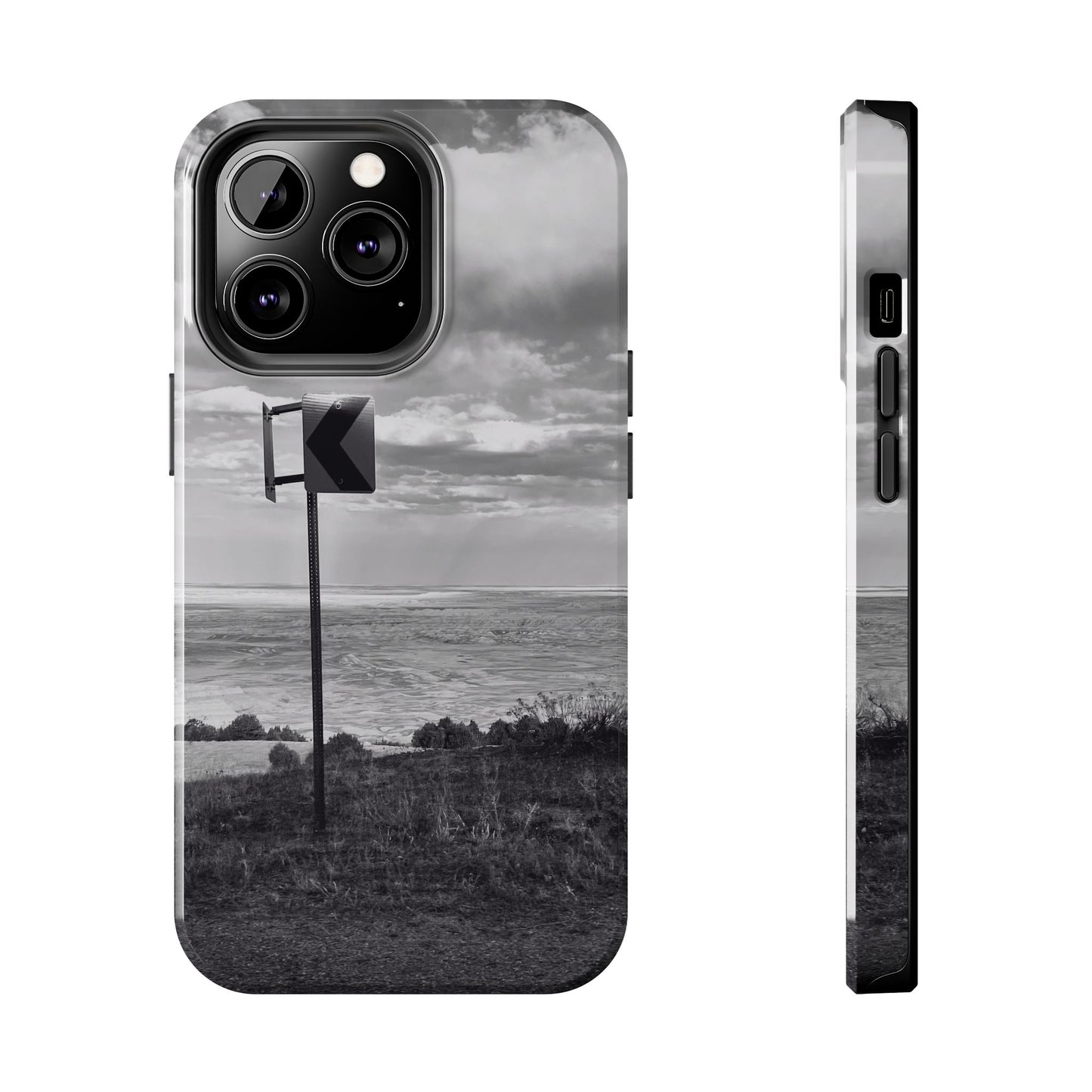 Road Sign Tough Phone Cases, iPhone & Samsung cases, wireless charging, black and white photo, nature, original art, gift birthday Christmas