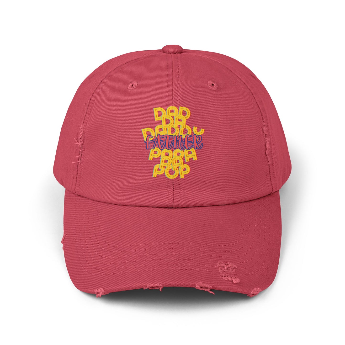 Father Unisex Distressed Cap, Dad Da Daddy Papa Pa Pop, Fathers Day, Gift, Hats, Cotton Twill, Adjustable, Gifts for Men