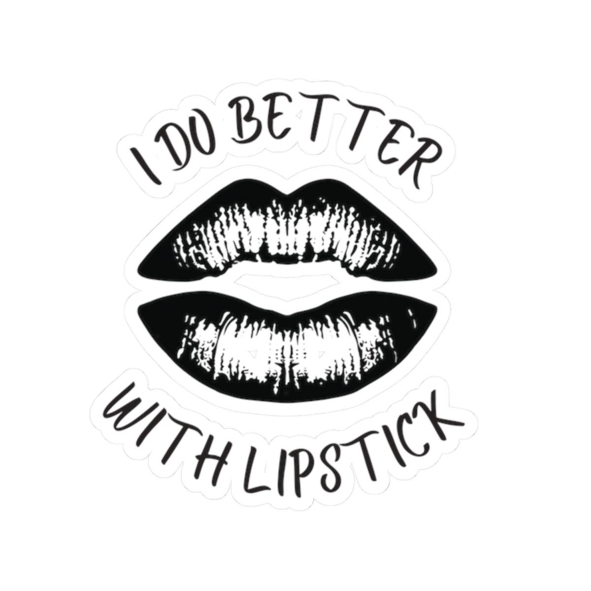 Lipstick Kiss-Cut Stickers - Lips Sticker, Black, Lip Design Decals for Journals, Laptops, Water Bottles, Scrapbooking, Feminine Accessories