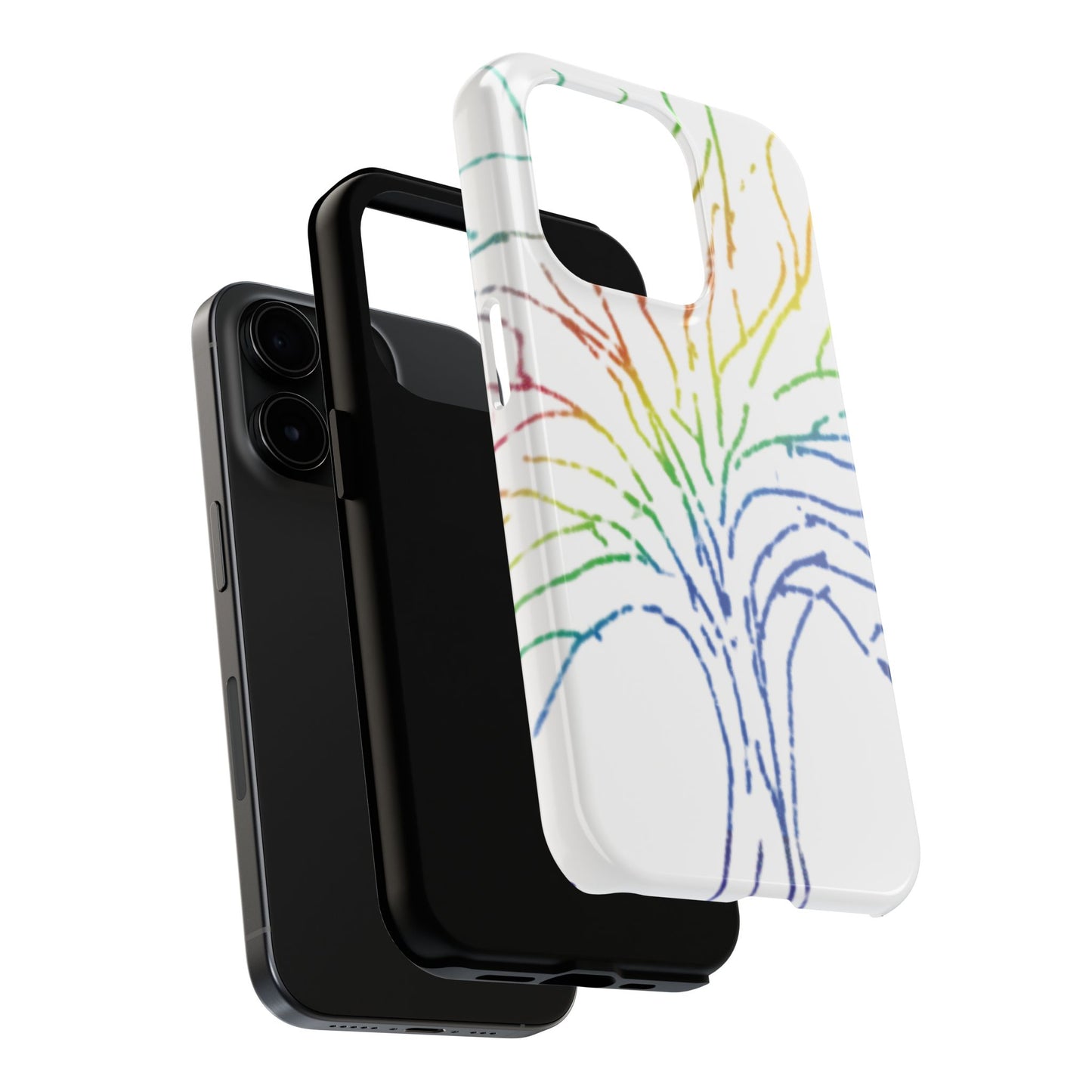 Rainbow Tree Tough Phone Cases - Colorful Nature Love Pride Gender Neutral Gifts for Friends, iPhone Samsung Wireless Charging Cover, LGBTQ+