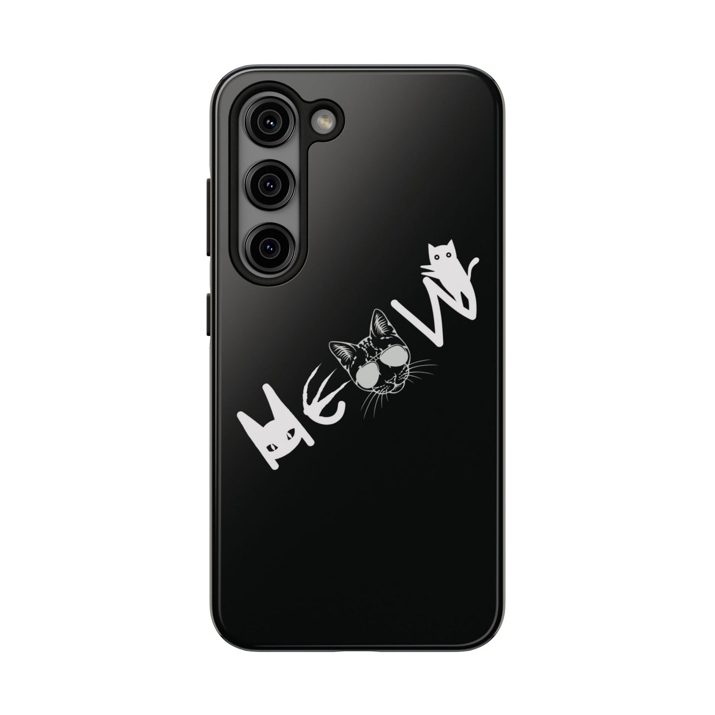 Meow Tough Phone Cases, iPhone & Samsung cases, wireless charging, cats, sassy, kitty, gender neutral, gifts, Halloween, birthday, Christmas