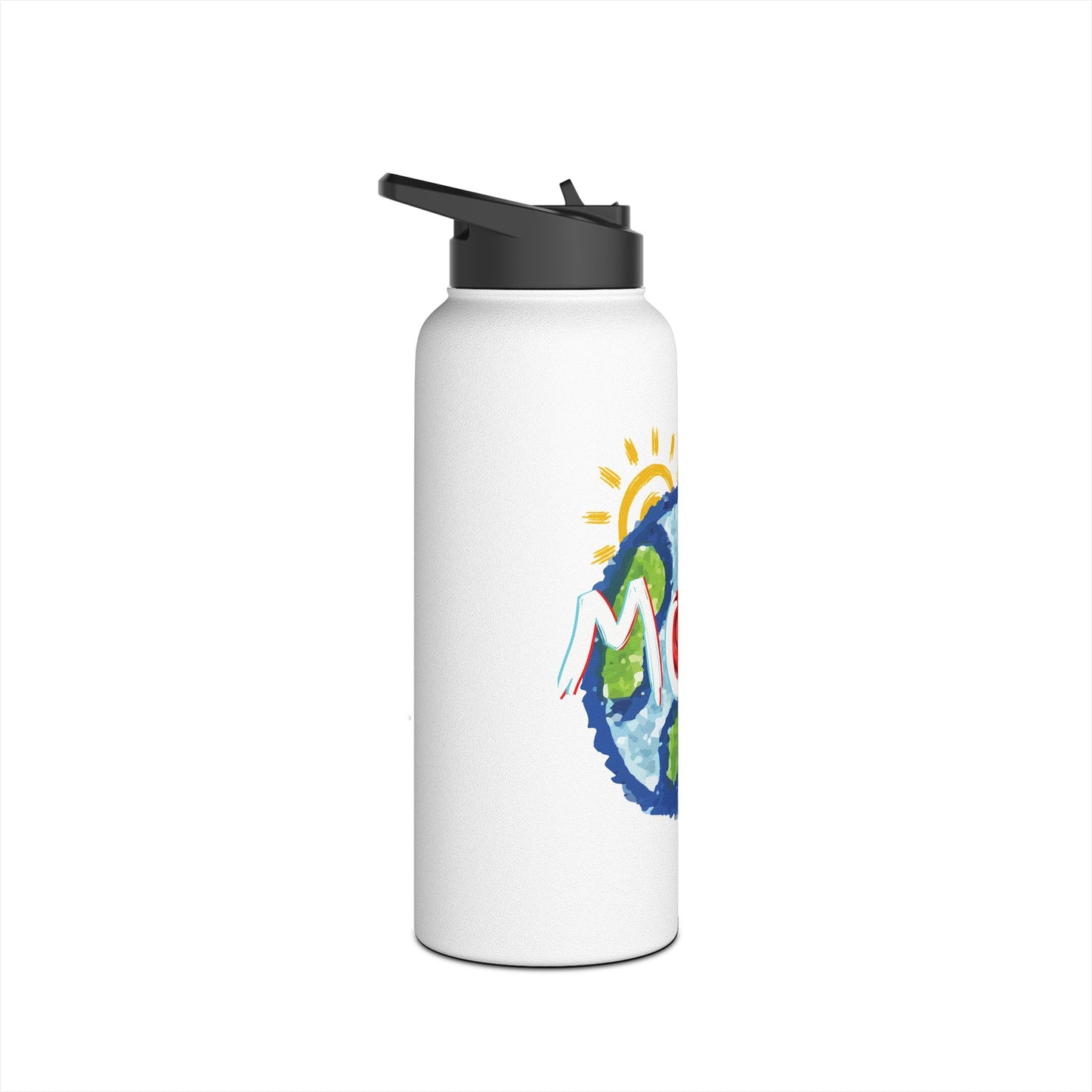 MOM Stainless Steel Water Bottle, Whole World, Sun, Moon & Stars, Heart, Love, Mothers Day, Gifts for Women, Exercise, Eco, Gender Neutral