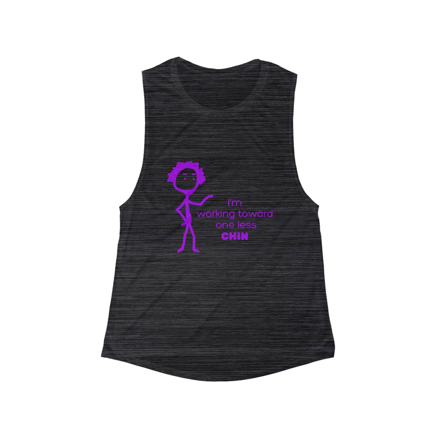 Im Working Toward One Less Chin Women's Flowy Scoop Muscle Tank, funny, exercise, aging, snark, gender neutral, womens tee, gift, sleeveless