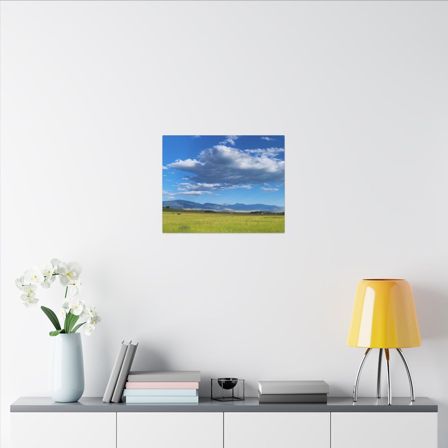 Canvas Wrap Western Clouds and Mountains, Landscape, Nature, America, Clouds, Artwork, Wall Art, Photo Print, Gift, Sky, Colorful, Eco
