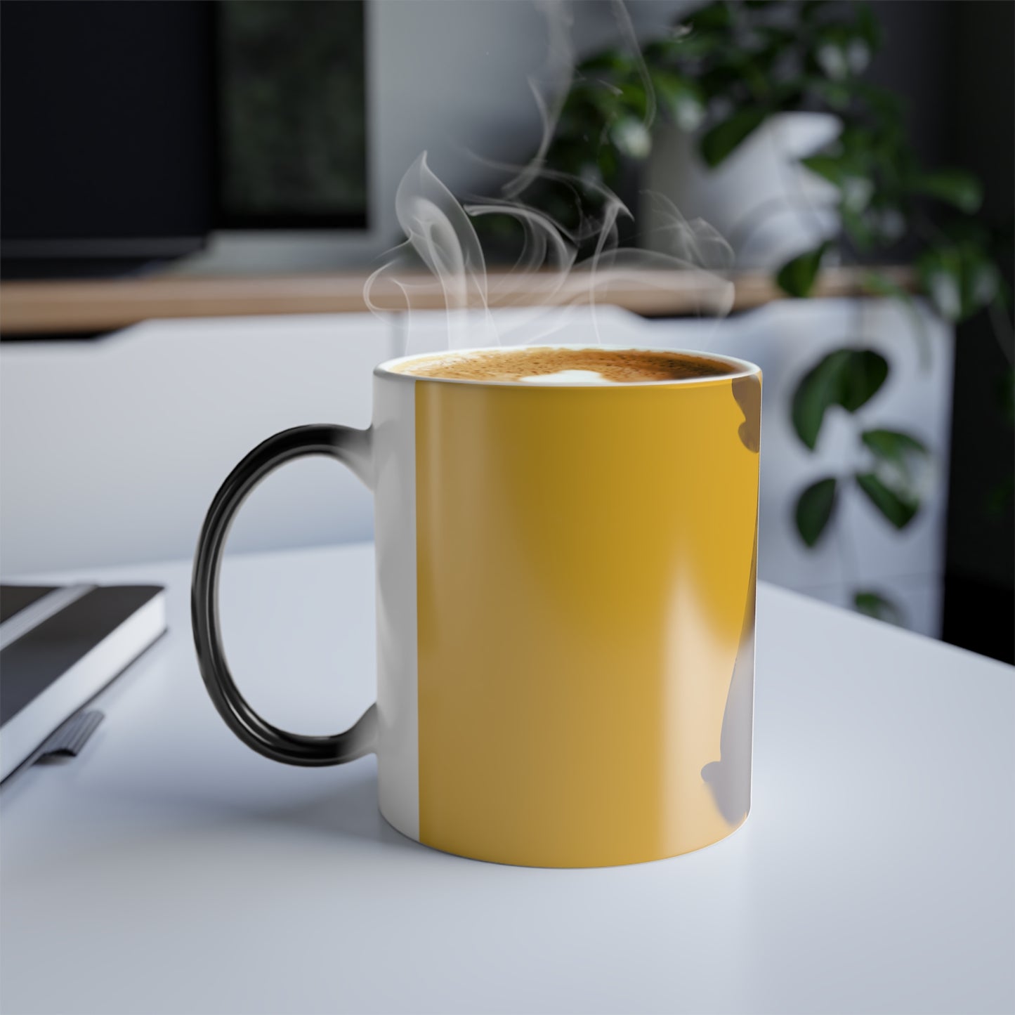 Rabbit Moon Yellow Color Morphing Mug 11oz - Heat Reactive Bunny Ceramic Coffee Tea Cup