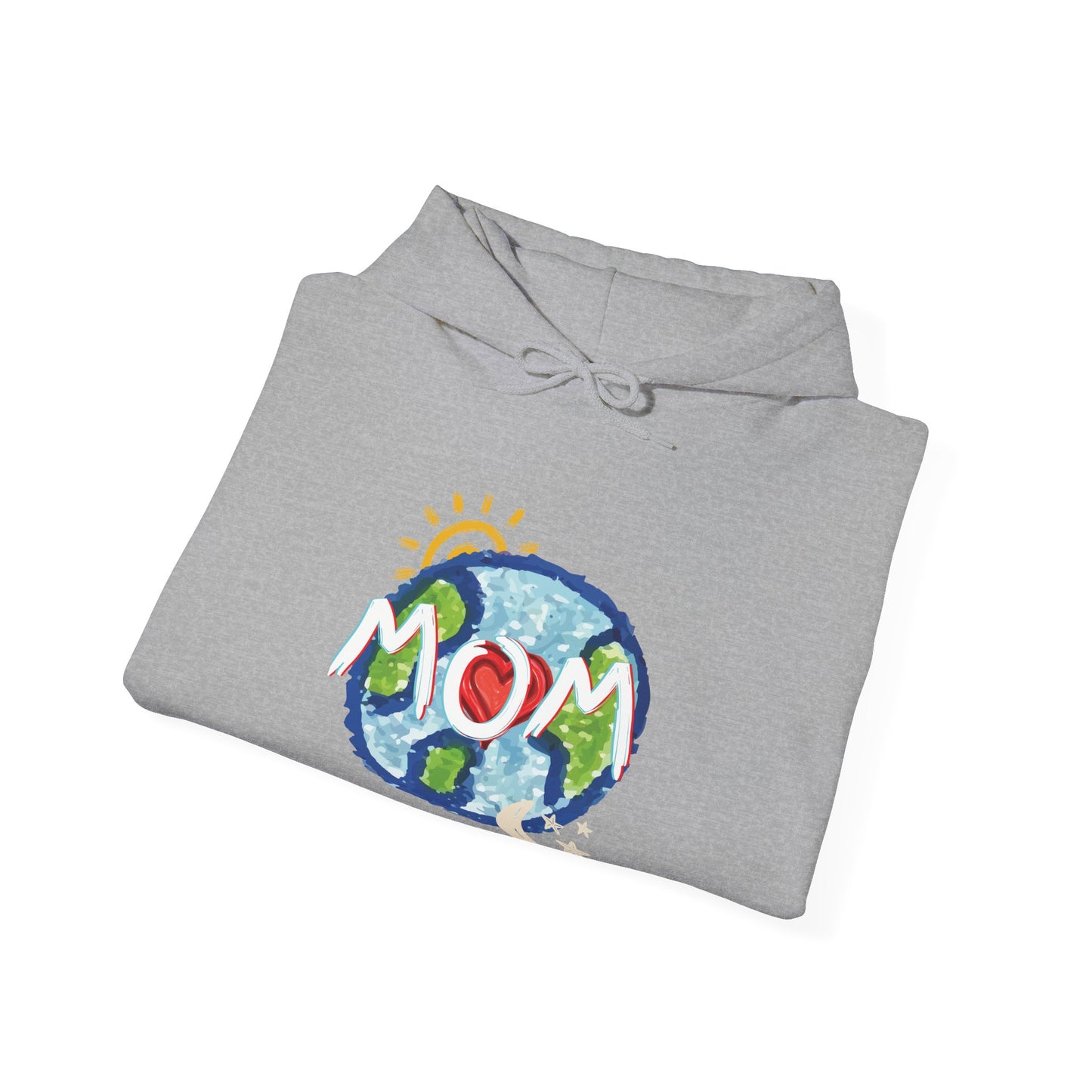 MOM Unisex Heavy Blend™ Hooded Sweatshirt, World, Sun Moon & Stars, Heart, Love, Mothers Day, Gifts for Women, Comfy, Soft, Warm, Hoodie