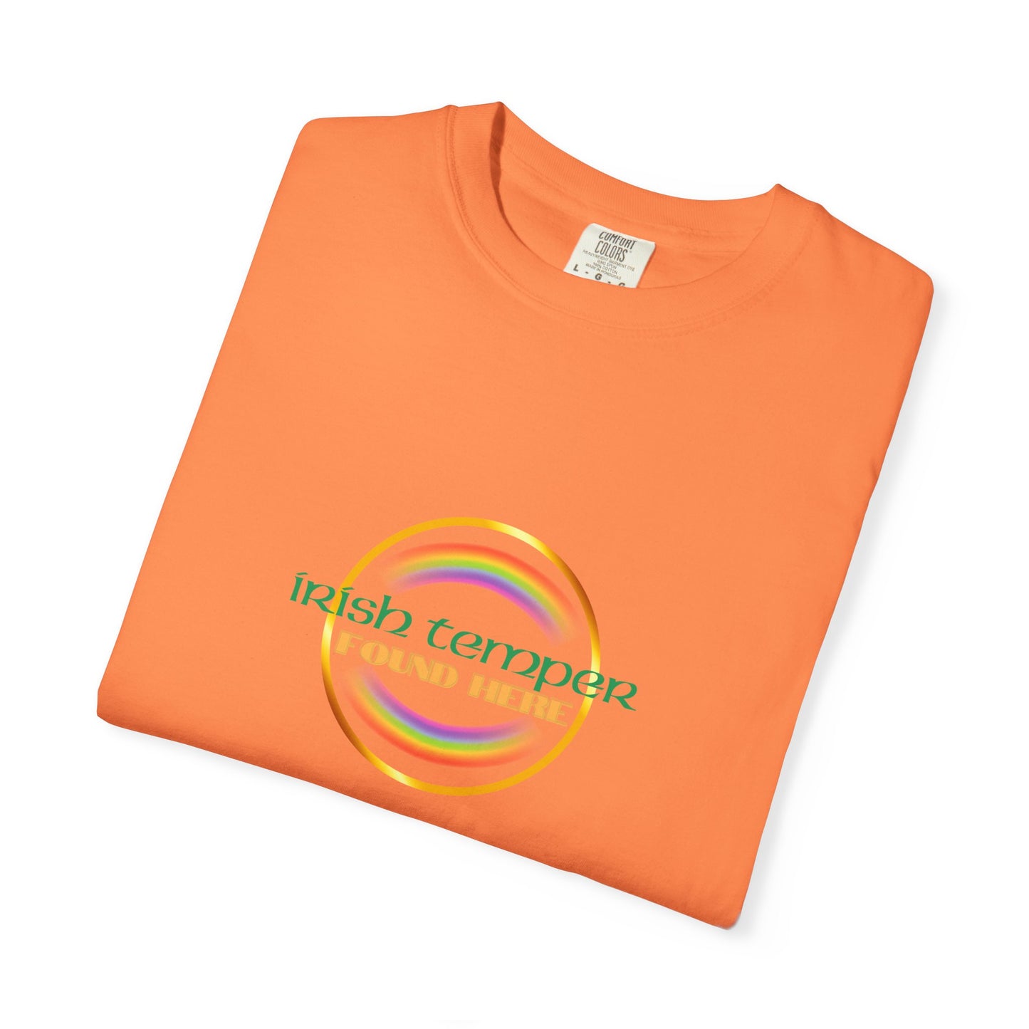 Irish Temper Found Here Unisex Garment-Dyed T-shirt, rainbow, fun, gender neutral, casual, relaxed, soft, preshrunk cotton, St Patricks Day
