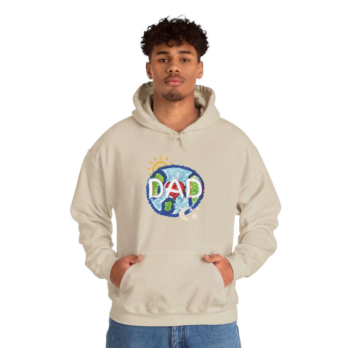 DAD Hooded Sweatshirt - Whole World Sun Moon & Stars Heart Love Fathers Day Gift for Men