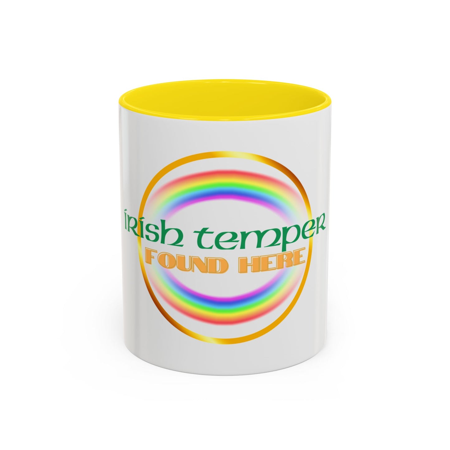 Coffee Mug - Irish Temper Found Here, Rainbow Design, BPA-Free Ceramic, St Patricks Gift