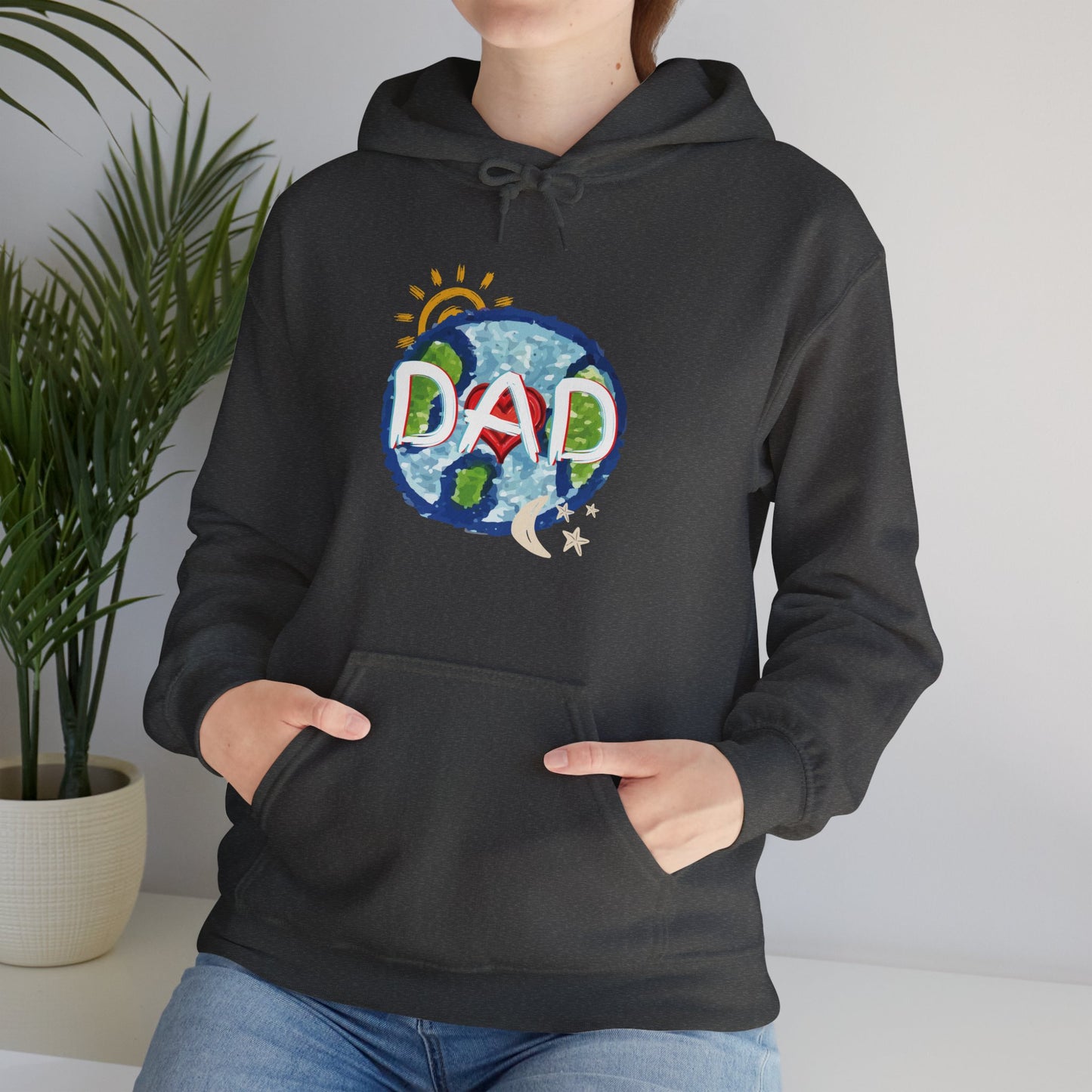 DAD Hooded Sweatshirt - Whole World Sun Moon & Stars Heart Love Fathers Day Gift for Men