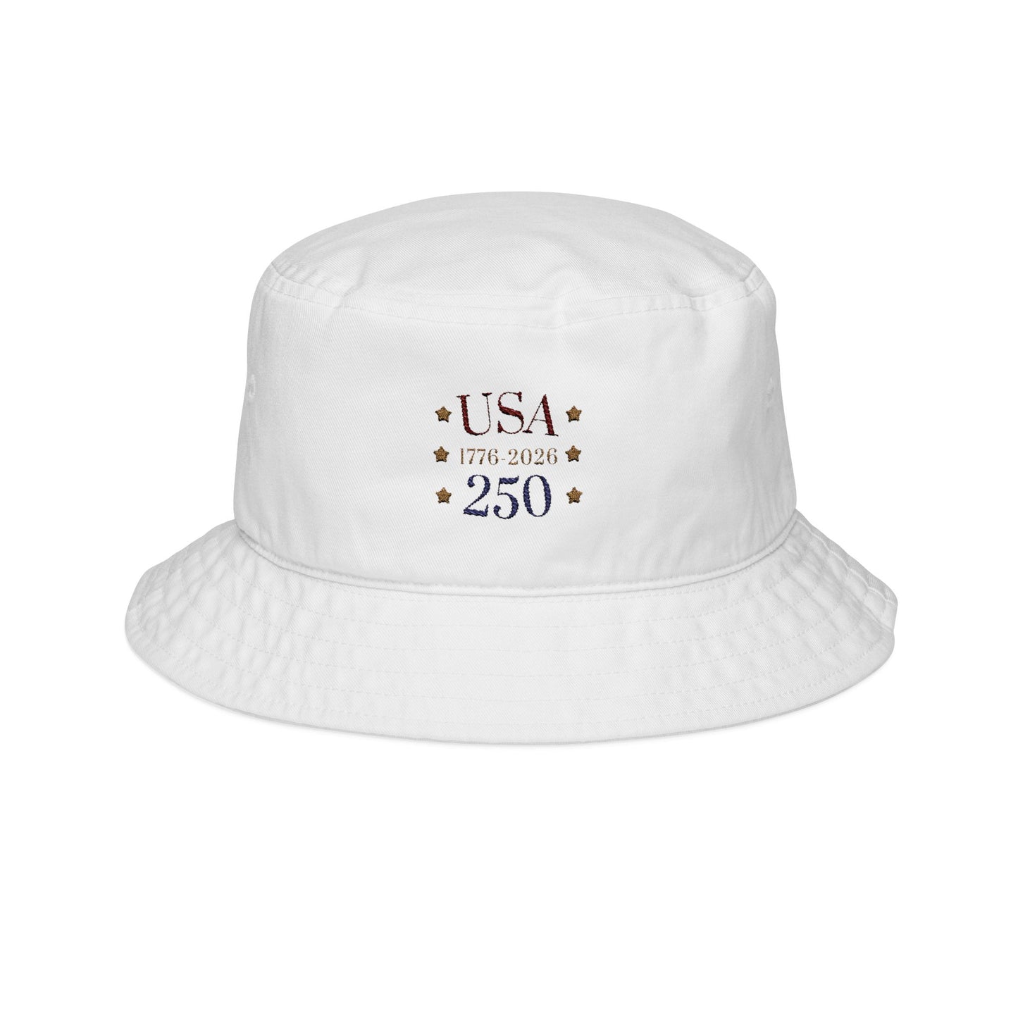 USA 250 Embroidered Bucket Hat — Patriotic 1776–2026 Anniversary