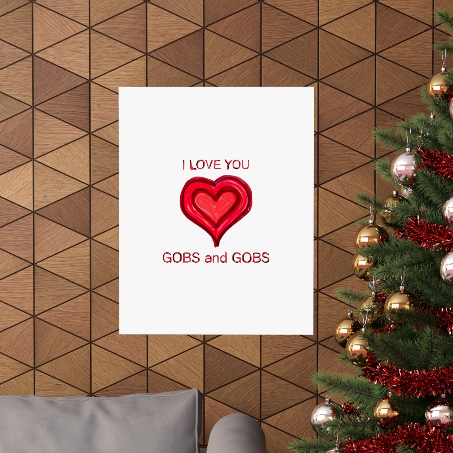 Heart I Love You Gobs and Gobs Matte Vertical Poster Wall Art, Framable Love Print, Romantic Home Decor Gift for Anniversary, Valentine's