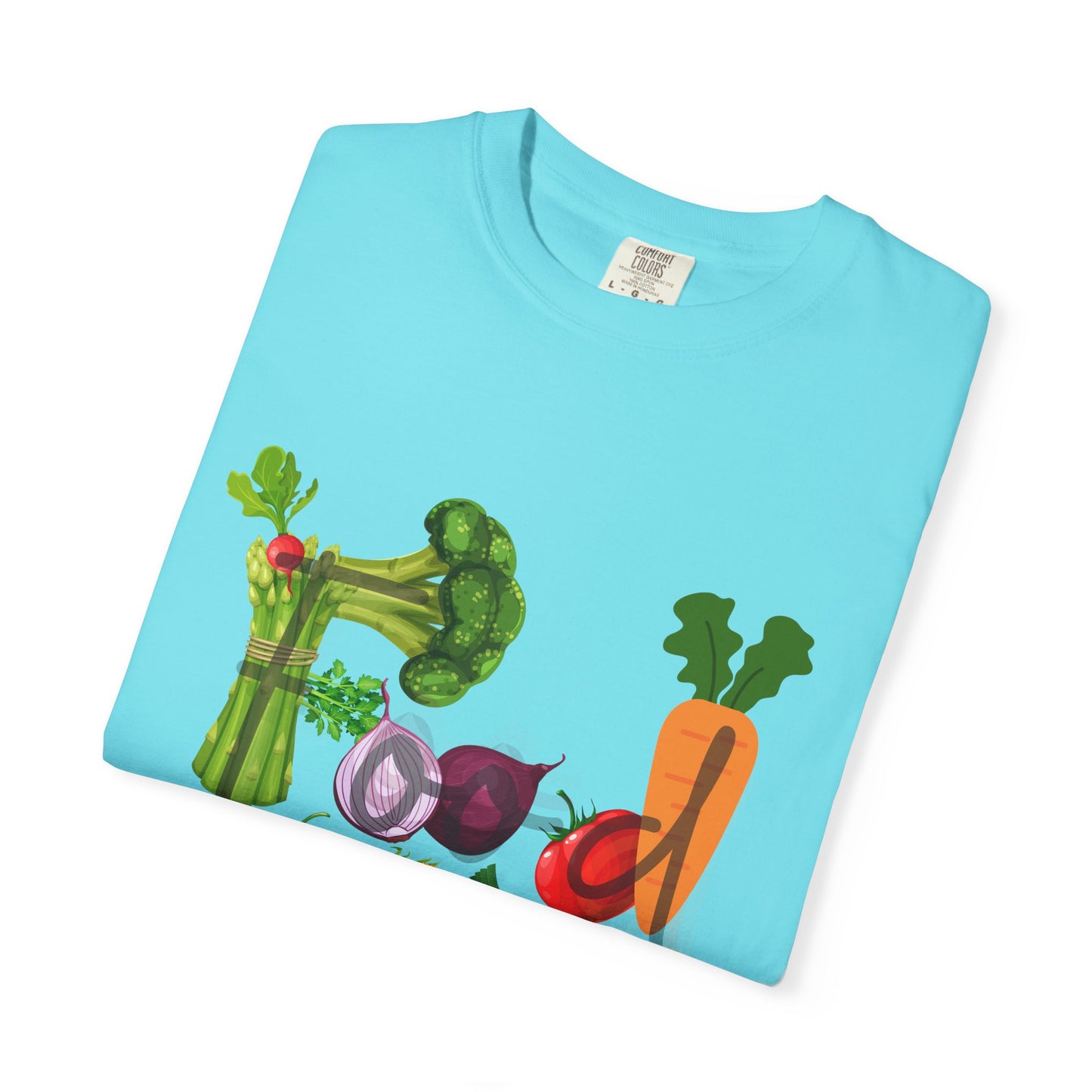 Food Unisex Garment-Dyed T-shirt, vegetables, healthy, groceries, snacks, cooking, gender neutral, casual, relaxed, soft, preshrunk cotton