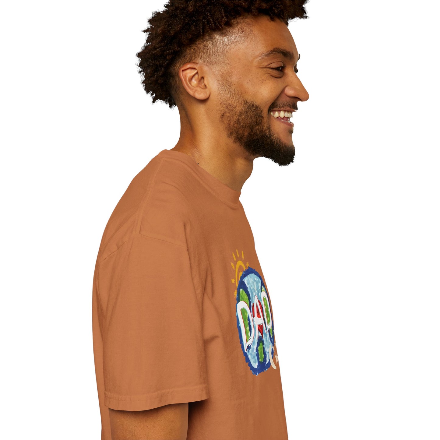 DAD Unisex Garment-Dyed T-shirt - Whole World, Sun, Moon & Stars, Heart - Fathers Day Gift