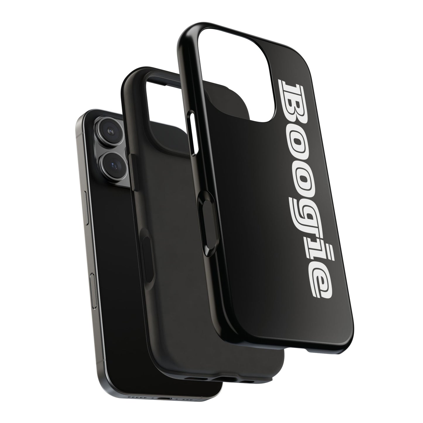 Boogie Black Tough Phone Cases, iPhone Samsung cases, wireless charging, gender neutral women men friends kids teens gift birthday Christmas