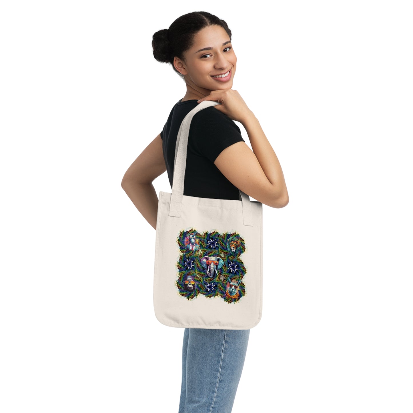 Wild & Cool Creatures Organic Canvas Tote Bag, Gender Neutral, Women, Men, Kids, Gift, Groceries, Shopping, Books, Eco, Birthday, Christmas