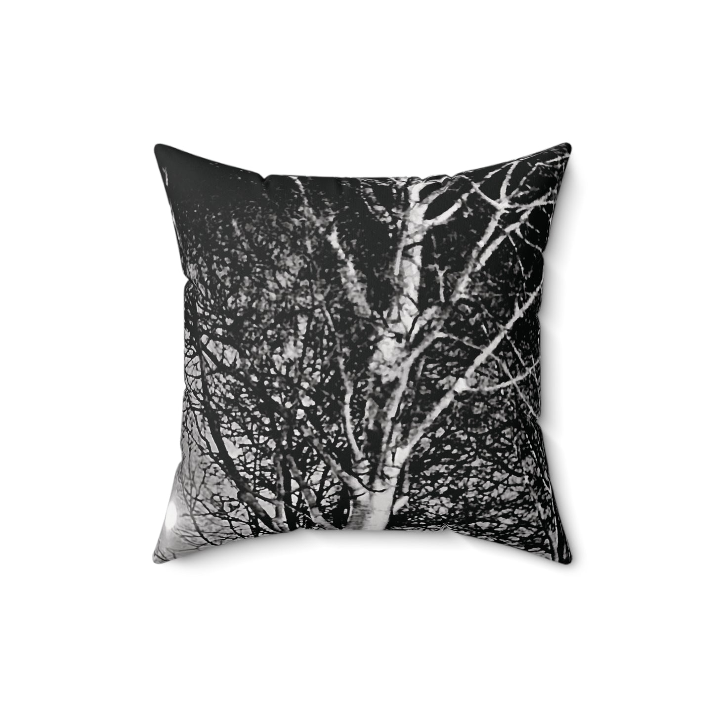 Worm Moon Night Tree Spun Polyester Square Pillow, Original Photo, Decor, Dorm, Sofa, Throw, Gift, Tree, Nature, Rustic, Halloween, 4 Sizes