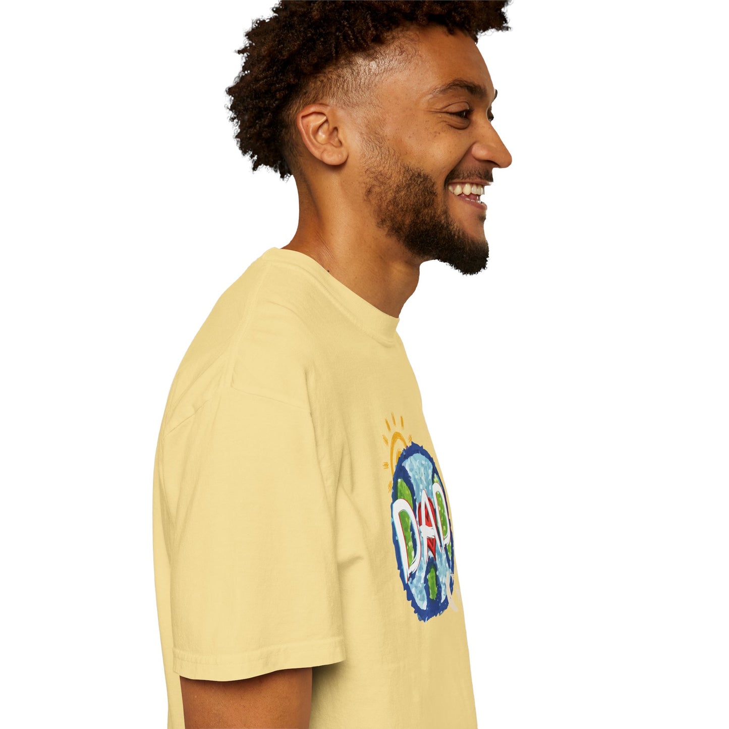 DAD Unisex Garment-Dyed T-shirt - Whole World, Sun, Moon & Stars, Heart - Fathers Day Gift