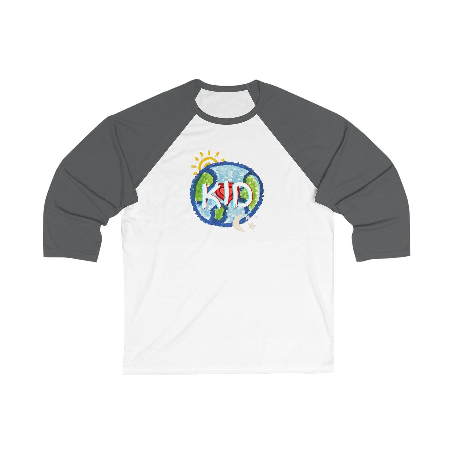 Kid Unisex 3\4 Sleeve Baseball Tee, adult sizes, whole world, sun moon stars, matching set, gender neutral, gift for women men teens friends