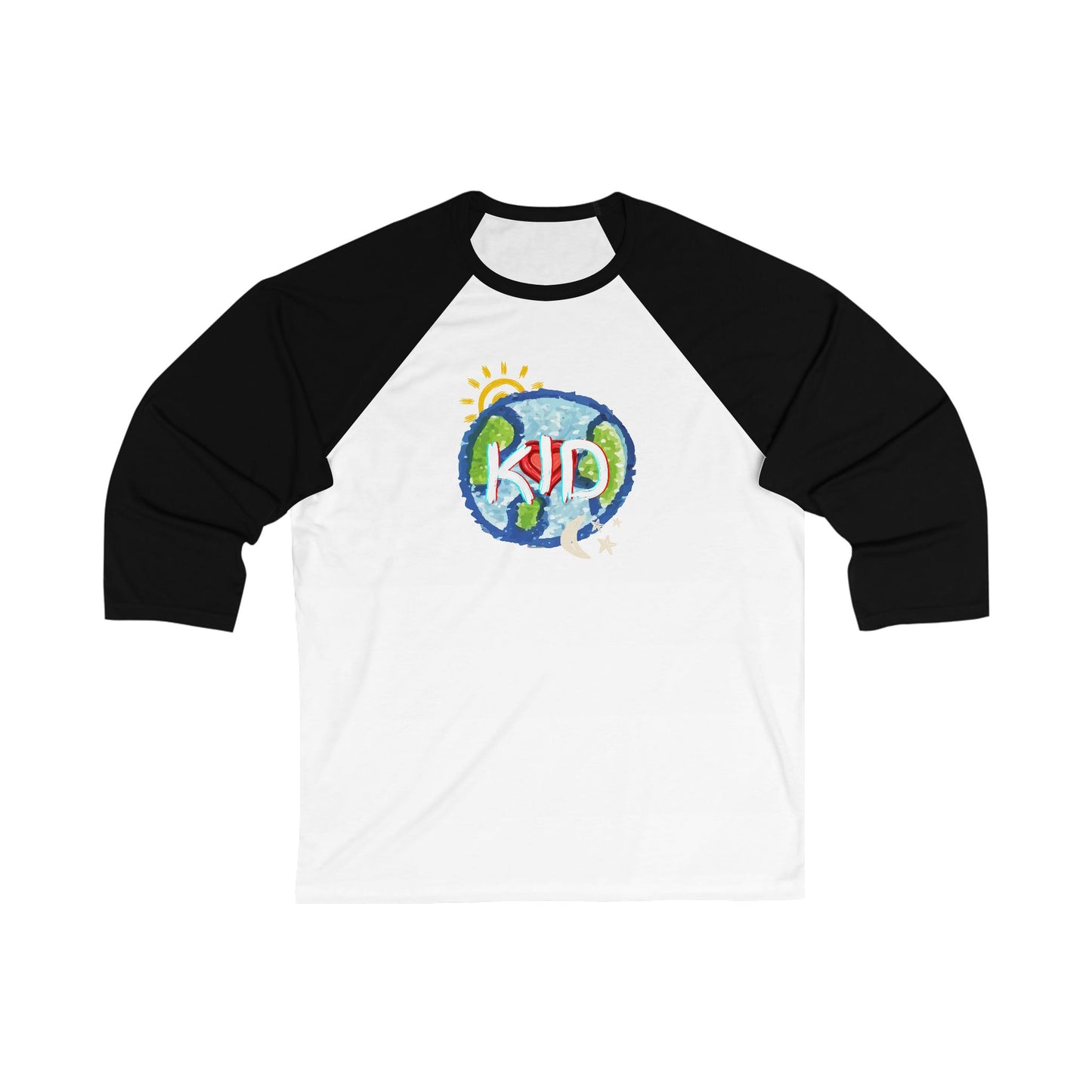 Kid Unisex 3\4 Sleeve Baseball Tee, adult sizes, whole world, sun moon stars, matching set, gender neutral, gift for women men teens friends