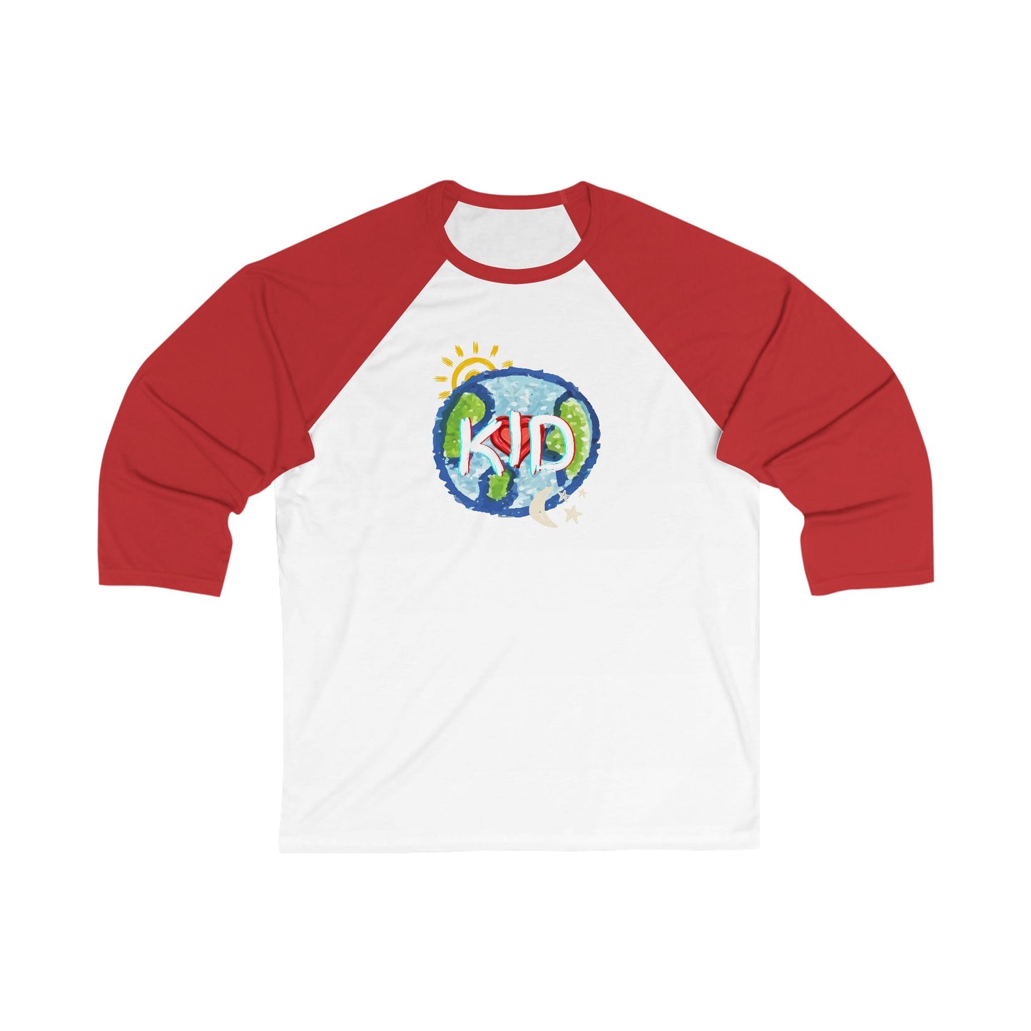 Kid Unisex 3\4 Sleeve Baseball Tee, adult sizes, whole world, sun moon stars, matching set, gender neutral, gift for women men teens friends