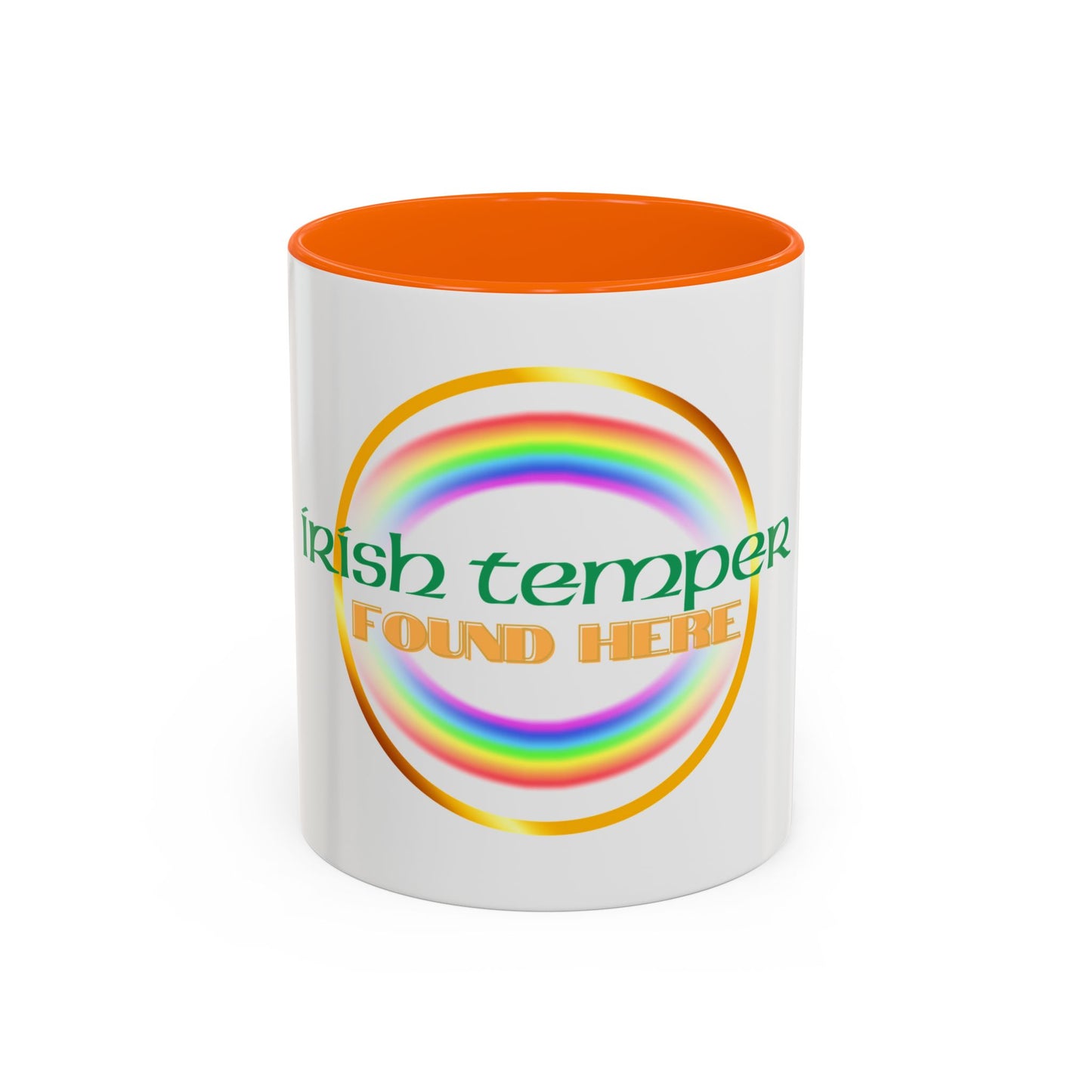 Coffee Mug - Irish Temper Found Here, Rainbow Design, BPA-Free Ceramic, St Patricks Gift