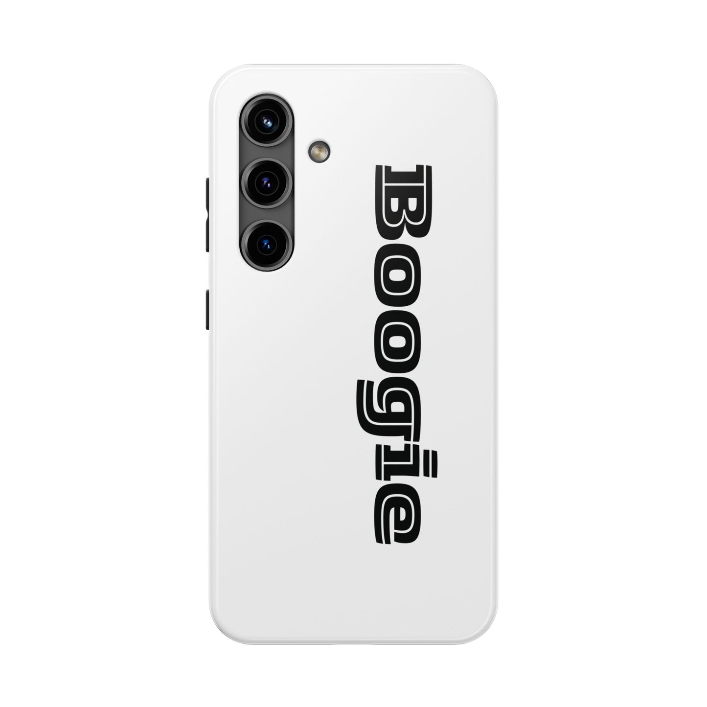 Boogie White Tough Phone Cases, iPhone Samsung cases, wireless charging, gender neutral women men friends kids teens gift birthday Christmas